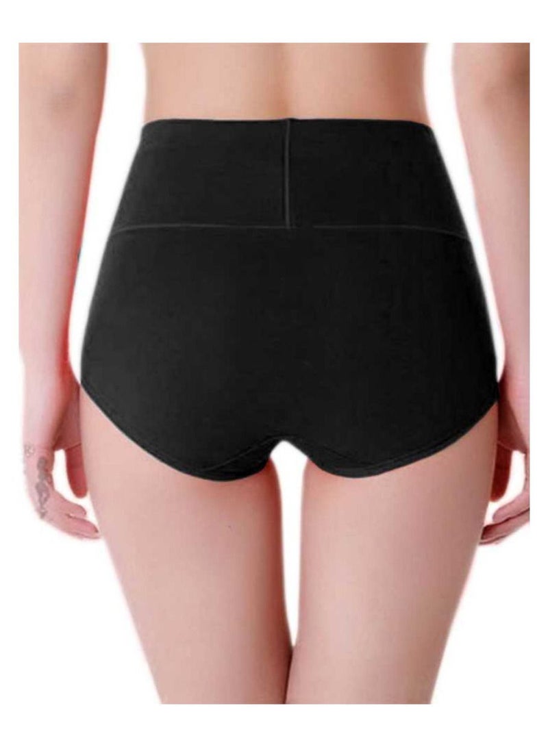 Glamroot Women's Cotton High Waist Full Coverage Tummy Control Panty (Pack Of 2), Black/Beige - Image 2