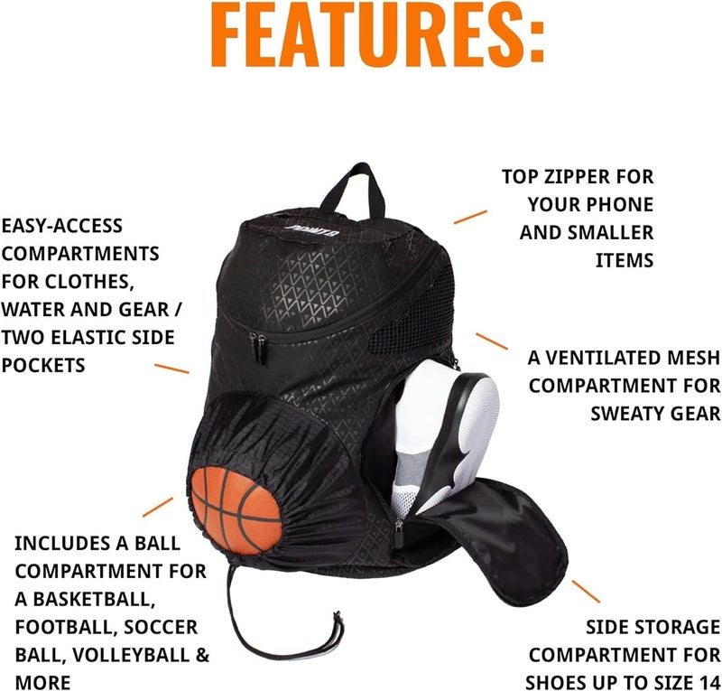 Point 3 Road Trip 2.0 Backpack Basketball Backpack with Drawstrong Closure | Ventilated Mesh Shoe Pocket Compartment - Image 4