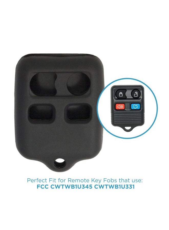 Keyless2Go New Silicone Cover Protective Case for 4 Button Remote Key Fobs FCC CWTWB1U345 CWTWB1U331 - Black - Image 5