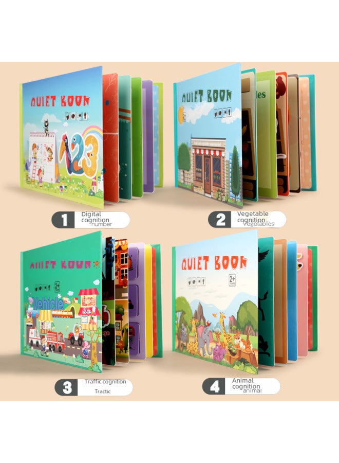 Children's Early Education Enlightenment Quiet Paste Book Common Sense Cognition Repeated Literacy Puzzle Montessori Baby Sticker Book Toy-Color:【Package 2】 Animal Cognition - Image 4