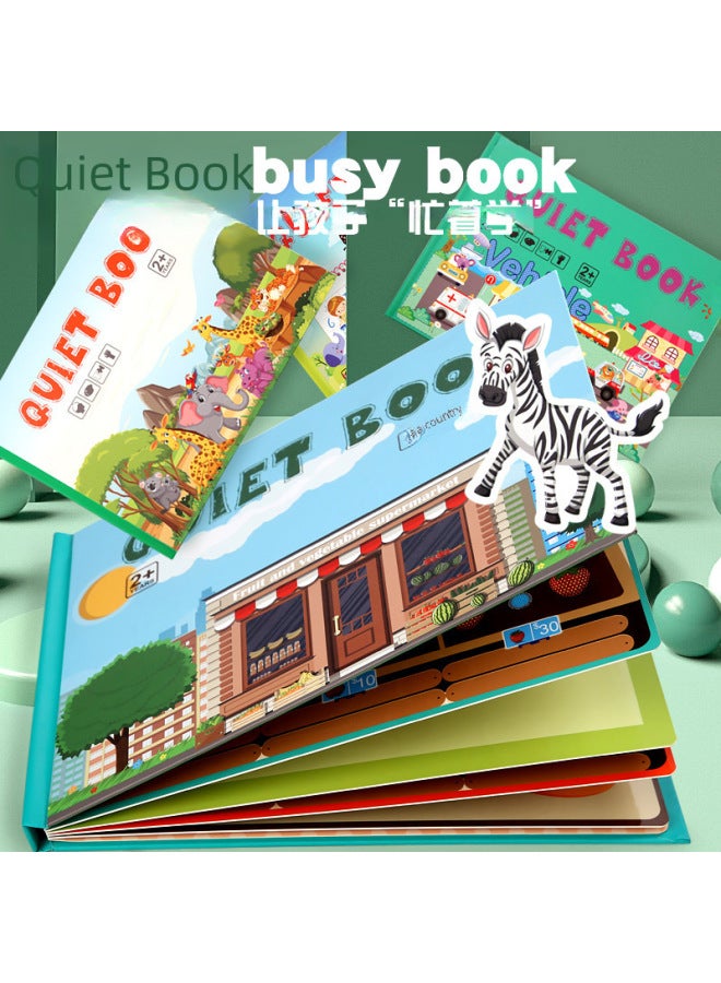 Children's Early Education Enlightenment Quiet Paste Book Common Sense Cognition Repeated Literacy Puzzle Montessori Baby Sticker Book Toy-Color:【Package 2】 Animal Cognition - Image 3