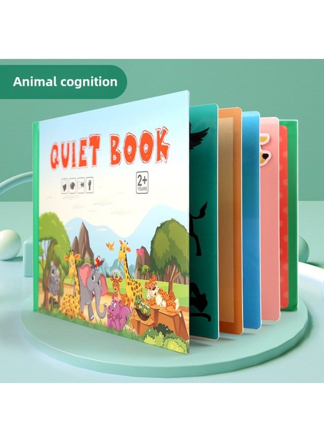 Children's Early Education Enlightenment Quiet Paste Book Common Sense Cognition Repeated Literacy Puzzle Montessori Baby Sticker Book Toy-Color:【Package 2】 Animal Cognition - Image 1
