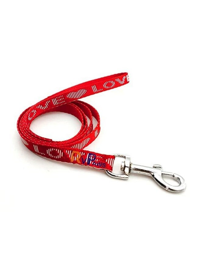 مجموعة حزام متين من النايلون مقاس 15 مم مطبوع عليه Love مقاس 0.5 بوصة وحزام مقود قابل للتعديل مثالي للمشي وتدريب الكلاب والجراء (أحمر) - Image 2