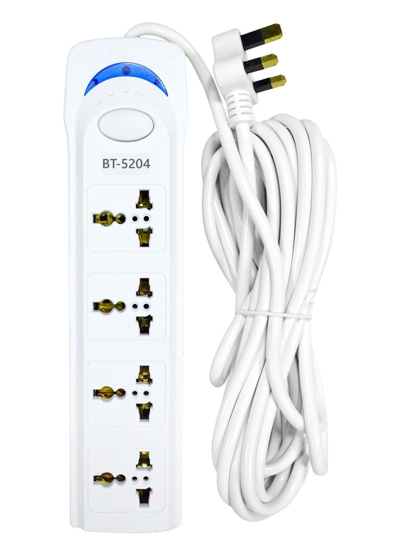 Generic Power Socket with 4 Way Outlets and Extension Cord, 5 Meter Length 