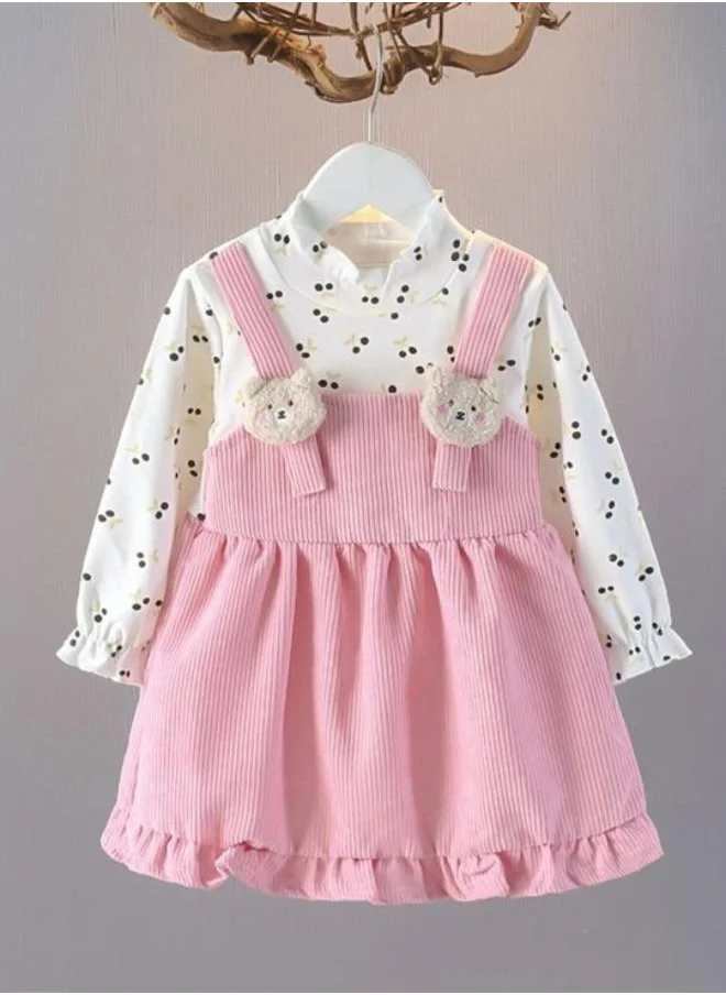 YUNIQEE Pink A-Line Crew Neck Printed Dress