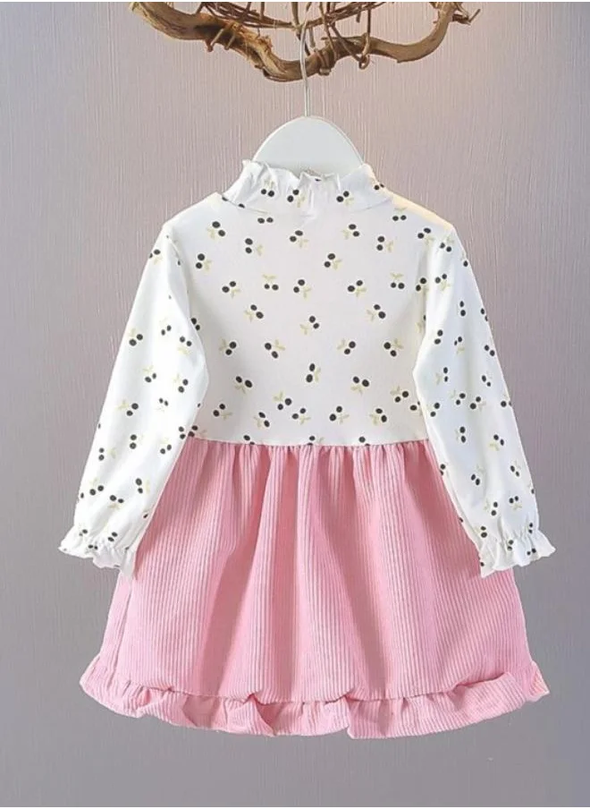 YUNIQEE Pink A-Line Crew Neck Printed Dress
