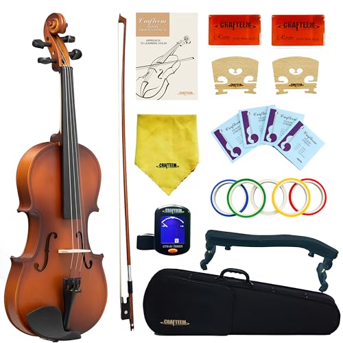 Crafteem Handcrafted Premium Violin Outfit for Kids Beginner, Student, and Adults -Perfect Your Sound and Unlock Your Musical Potential with Confidence.(Matte Antique, 1/4) - Image 1