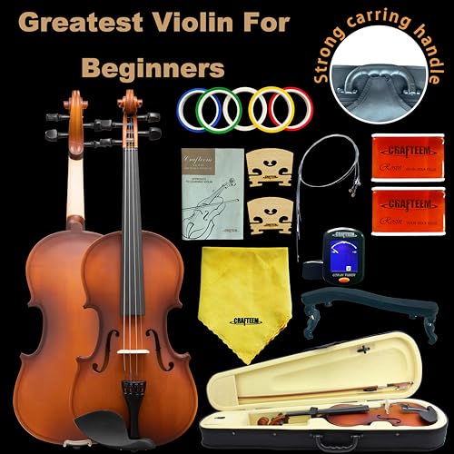 Crafteem Handcrafted Premium Violin Outfit for Kids Beginner, Student, and Adults -Perfect Your Sound and Unlock Your Musical Potential with Confidence.(Matte Antique, 1/4) - Image 5