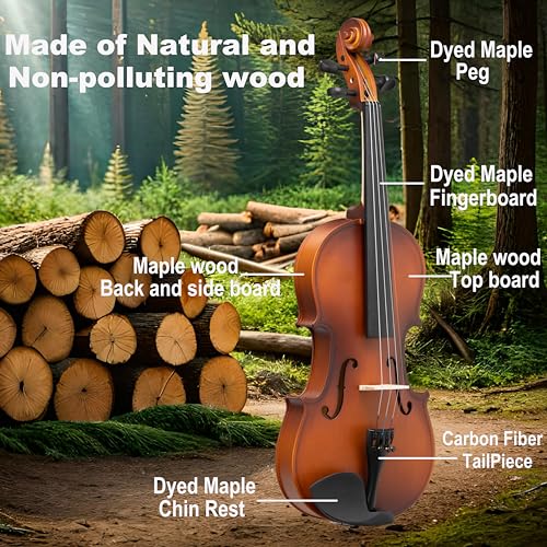 Crafteem Handcrafted Premium Violin Outfit for Kids Beginner, Student, and Adults -Perfect Your Sound and Unlock Your Musical Potential with Confidence.(Matte Antique, 1/4) - Image 2