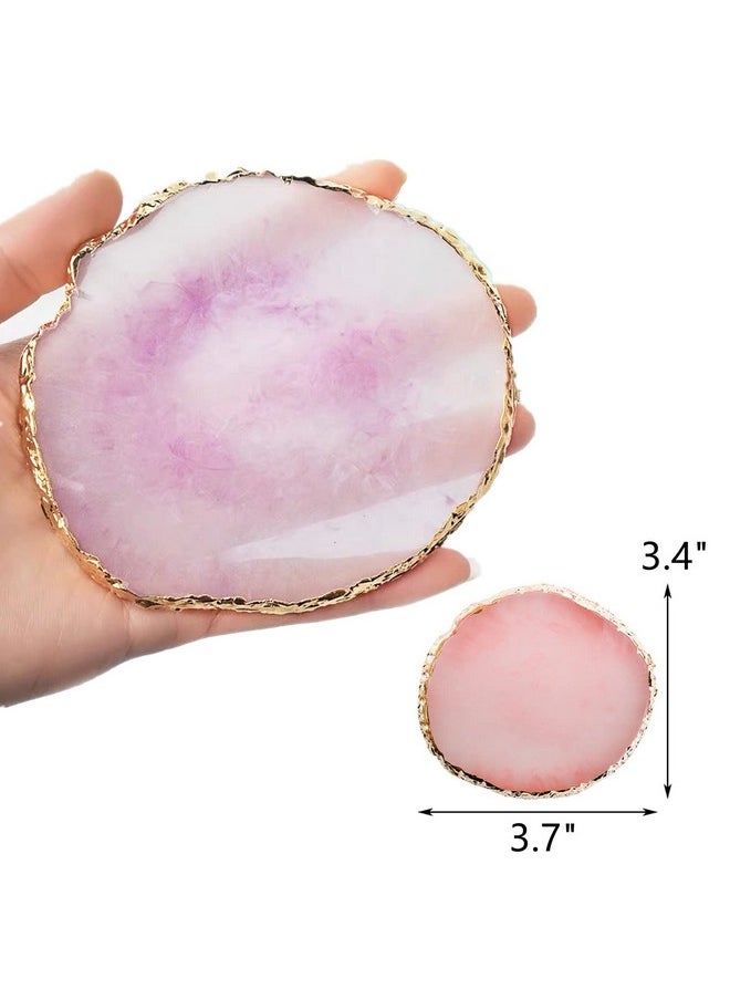 ZOOFOX - 6 Pieces Resin Nail Art Palette Nail Art Painting Mixed Color Palette With Gold Edge Nail Gel Color Makeup Display Board - Image 1
