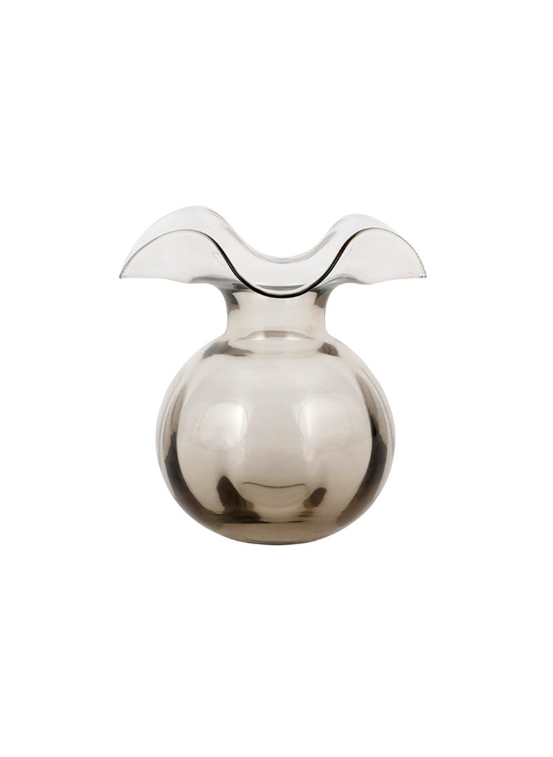 Vietri Vietri Hibiscus Glass Gray Bud Vase  5.5"" H  12 oz Glass Flower Vase  Living Room Decor Glass Vase  - Image 1