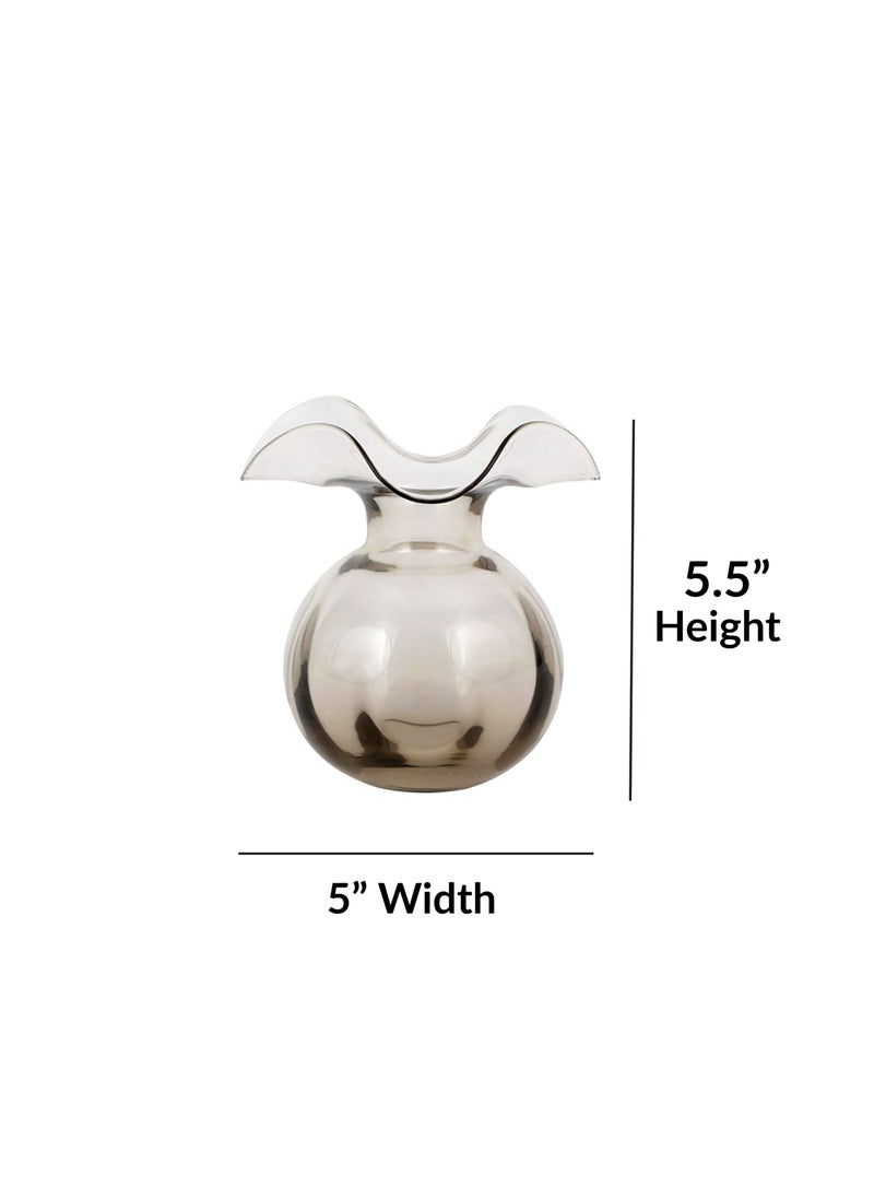 Vietri Vietri Hibiscus Glass Gray Bud Vase  5.5"" H  12 oz Glass Flower Vase  Living Room Decor Glass Vase  - Image 4