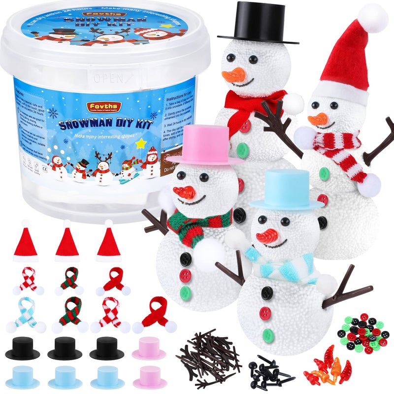 Fovths 8 Pieces Christmas Snowman DIY Craft Kit Foam Putty DIY Decorating Set Build A Snowman Toy Snowmen Making Kit for Christmas Home Party School Supplies - Image 2
