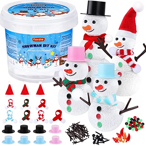 Fovths 8 Pieces Christmas Snowman DIY Craft Kit Foam Putty DIY Decorating Set Build A Snowman Toy Snowmen Making Kit for Christmas Home Party School Supplies - Image 1