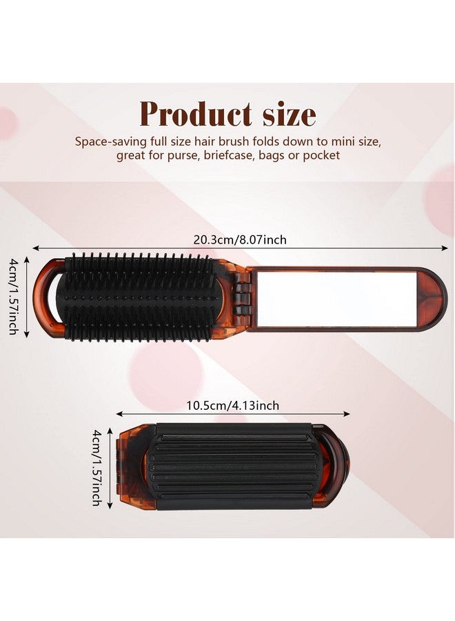 Nuenen Nuenen 4 Pcs Folding Hair Brush with Mirror Portable Mini Hair Brush Small Compact Pocket Hair Comb for Family Travel Car Gym Wig Bag Purse Gift Women(Tortoiseshell) - Image 4