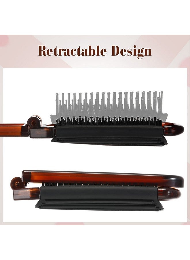 Nuenen Nuenen 4 Pcs Folding Hair Brush with Mirror Portable Mini Hair Brush Small Compact Pocket Hair Comb for Family Travel Car Gym Wig Bag Purse Gift Women(Tortoiseshell) - Image 3
