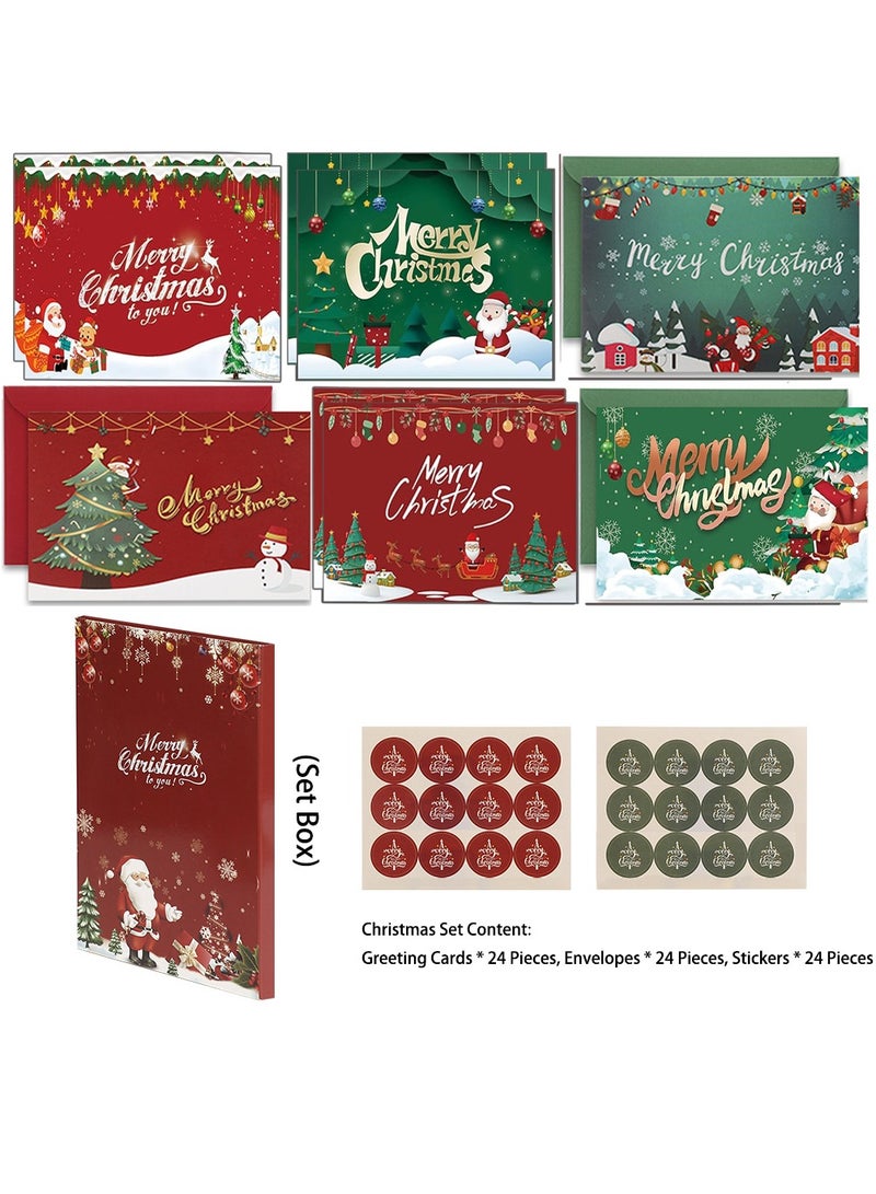 VUCATIN Christmas Cards Christmas Cards with Envelopes Stocking Stuffers for Adults 6 Assorted Designs Holiday Greeting Cards Christmas Party Favors 24Pcs 6x4 inch Gift Cards Christmas Cards For Family Kids Friends - Image 3