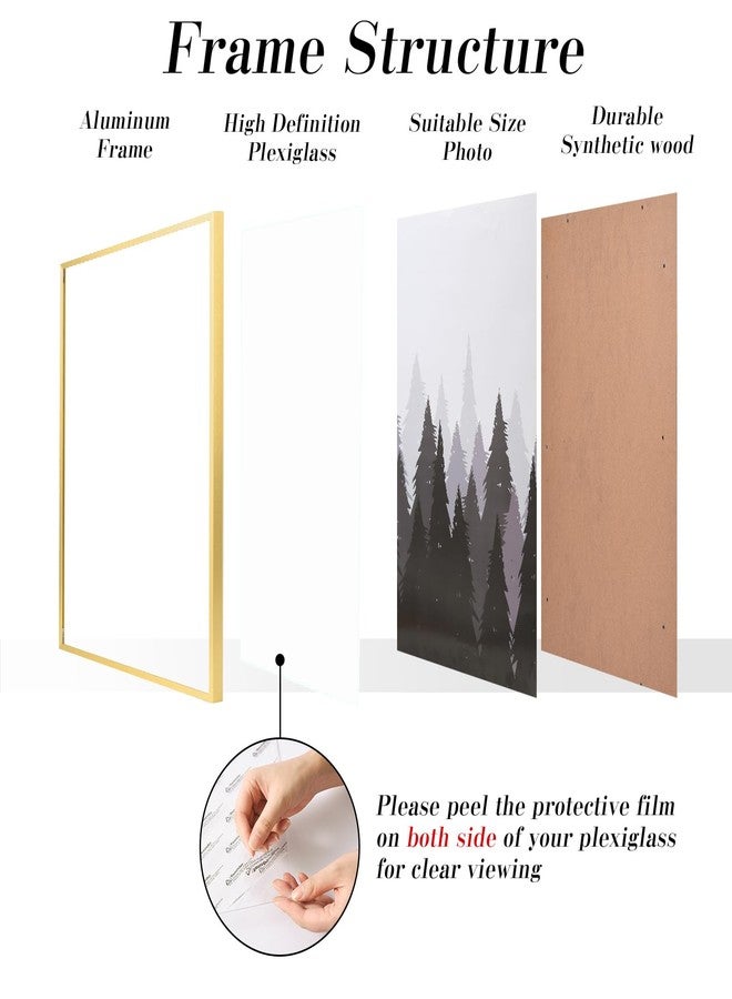 wyooxoo إطار صور من الألومنيوم الذهبي مقاس 16 × 24 بوصة من wyooxoo، مع زجاج شبكي مصقول، إطار جداري معدني مقاس 16 × 24 بوصة بدون حافة داخلية للصور والأعمال الفنية والألغاز - Image 2