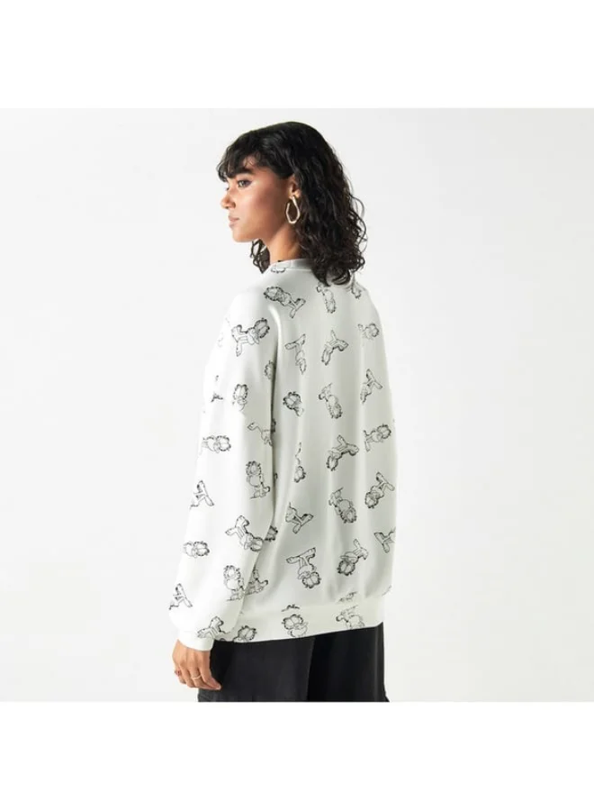 SP Characters All-Over Garfield Print Neoprene Sweatshirt with Long Sleeves
