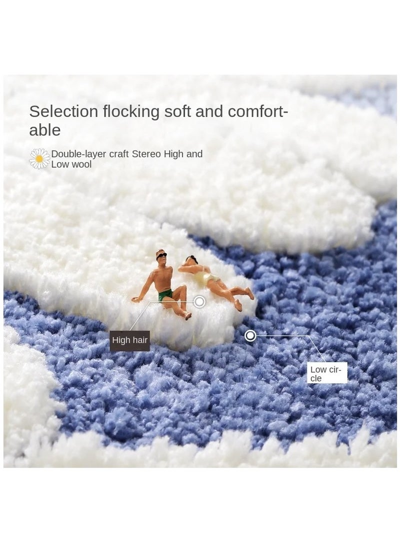 Bluejw Daisy Bath Mat Non-Slip Soft Adorable Boho Floral Bath Rugs Machine Washable Bathtub Mat Water Absorbent Plush Shaggy Carpet Thick Bathroom Kitchen Floor Microfiber Doormat 45x65cm - Image 2