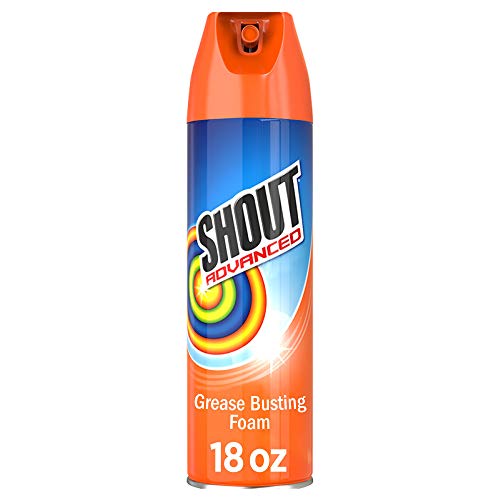 Shout Advanced Grease Busting Foam, Laundry Stain Remover, Oil and Grease Stain Remover for Clothes Laundry; Works on motor oil, bike grease, cooking oil, and more! 18oz Can - Image 1