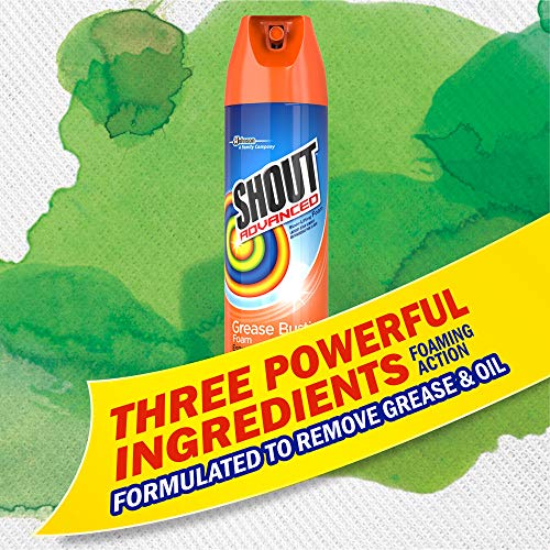 Shout Advanced Grease Busting Foam, Laundry Stain Remover, Oil and Grease Stain Remover for Clothes Laundry; Works on motor oil, bike grease, cooking oil, and more! 18oz Can - Image 4