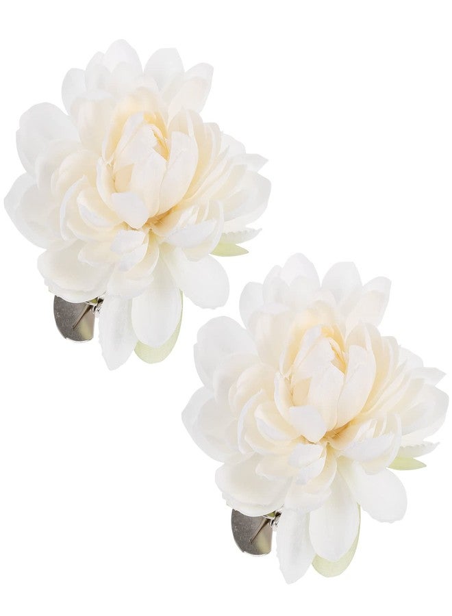 Sewroro 2pcs Curtain Tieback Clips, Flower Curtain Clip Curtain Flower Tiebacks Flower Curtain Ties Window Curtain Tiebacks Clips for Home Office Decoration (White) - Image 1