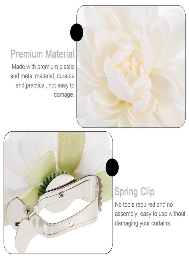 Sewroro 2pcs Curtain Tieback Clips, Flower Curtain Clip Curtain Flower Tiebacks Flower Curtain Ties Window Curtain Tiebacks Clips for Home Office Decoration (White) - Image 5