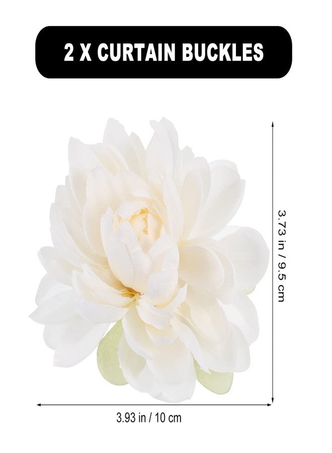 Sewroro 2pcs Curtain Tieback Clips, Flower Curtain Clip Curtain Flower Tiebacks Flower Curtain Ties Window Curtain Tiebacks Clips for Home Office Decoration (White) - Image 2