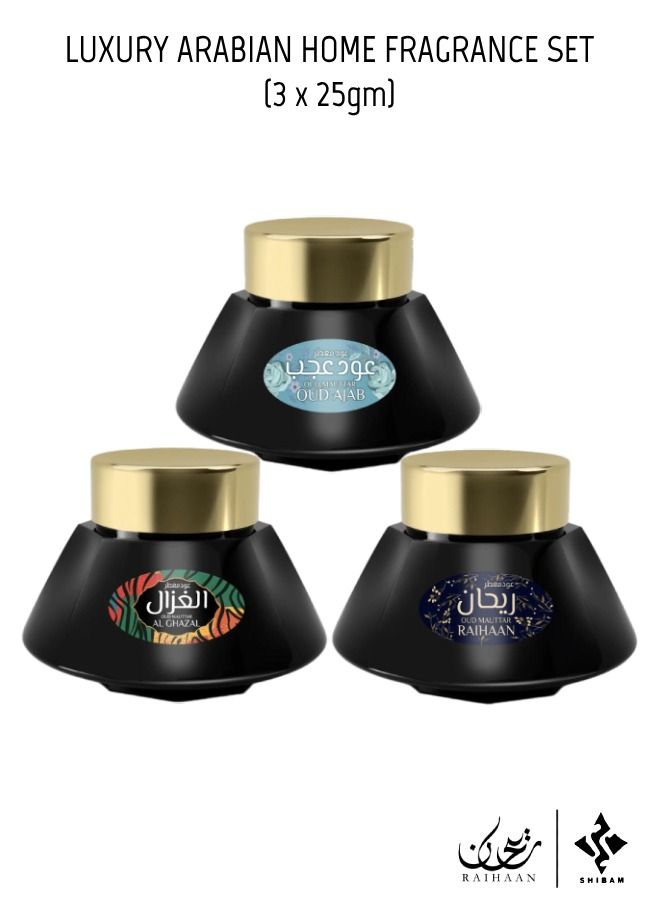 RAIHAAN ALFATEMI Exclusive Fragrance Gift Set - Oriental 25gm Bakhoor 3pcs Set Assorted - Image 1