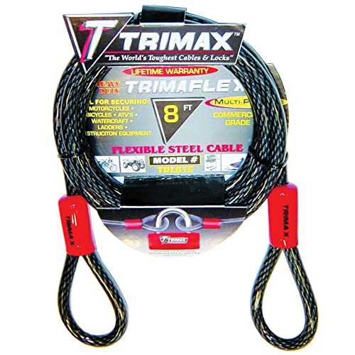 Trimax TDL815 - Trimaflex Dual Loop Multi-Use Security Cable 8 Feet x 15mm - Commercial Grade Security Cable for Equipment, ATVs, Motorcycles, More - Image 1