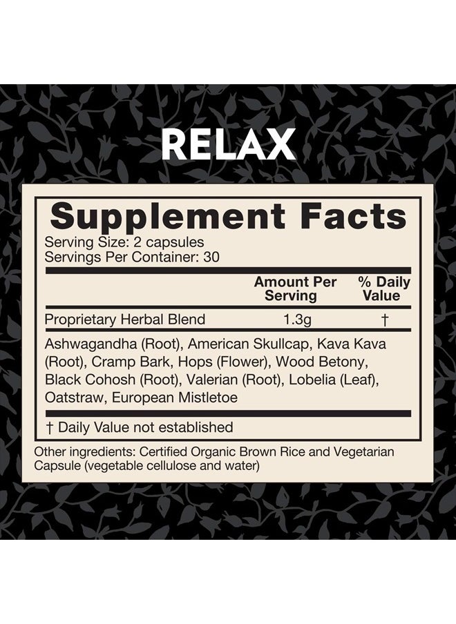 Crystal Star Relax (60 Capsules) - Helps Calm Nerves with Ashwagandha, American Skullcap And Kava Kava - NON-GMO  - Image 3