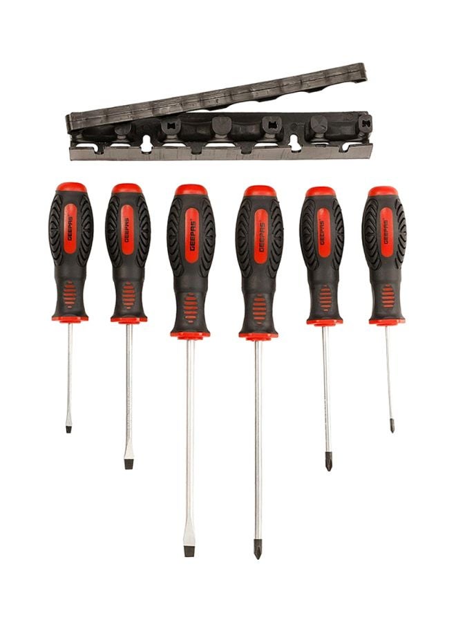 GEEPAS Screwdriver Set - 6Pcs, General Purpose Screwdriver| Rubber Insulated Handle for Comfortable Grip | Slotted & Phillips Screwdriver | Double Blister Package Red/Black/Silver - Image 2