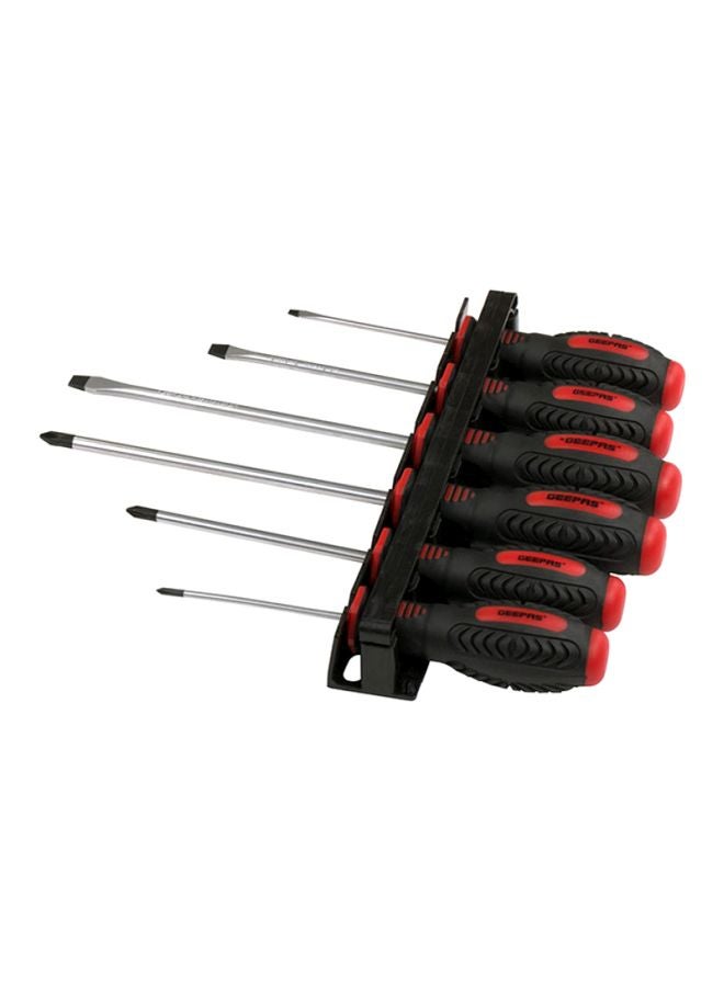 GEEPAS Screwdriver Set - 6Pcs, General Purpose Screwdriver| Rubber Insulated Handle for Comfortable Grip | Slotted & Phillips Screwdriver | Double Blister Package Red/Black/Silver - Image 3