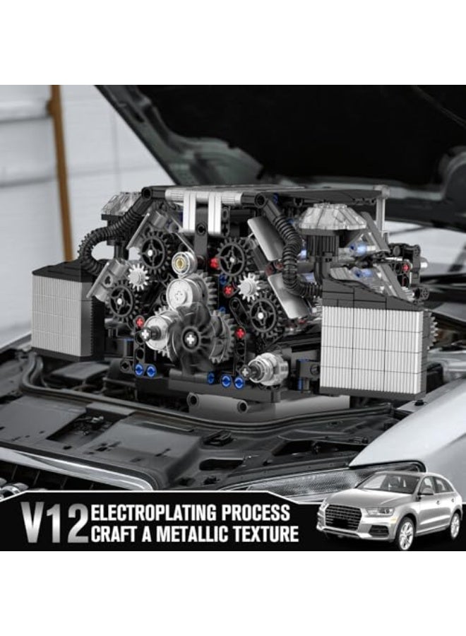 10230 W12 Engine Model That Works, 12-Cylinder Engine Building Blocks Sets That Run(871 PCS), STEM Engineering Building Toys for Boy Kids Adults - Image 2