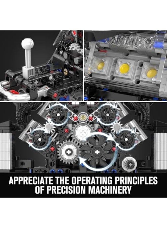 10230 W12 Engine Model That Works, 12-Cylinder Engine Building Blocks Sets That Run(871 PCS), STEM Engineering Building Toys for Boy Kids Adults - Image 4