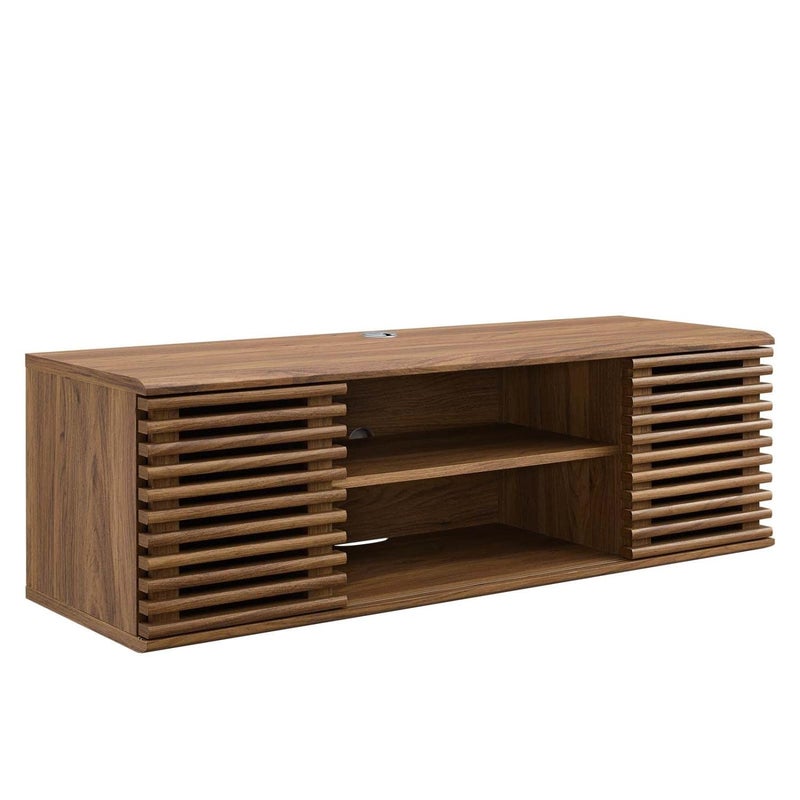 Modway Render 46 MidCentury Modern Wall Mount Media Console TV Stand 46 Inch Walnut