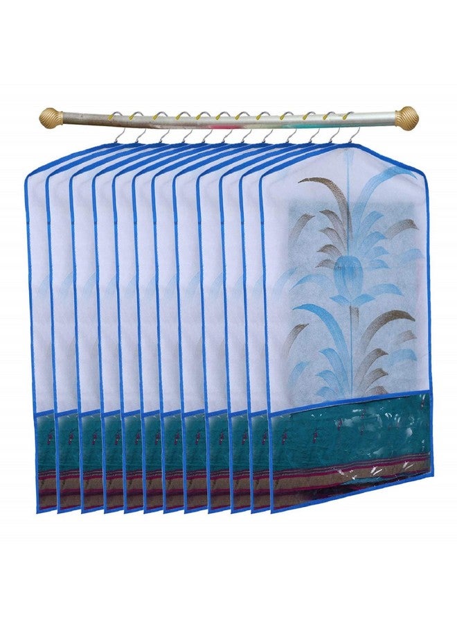 Kuber Industries Printed 12 Piece Non Woven Hanging Saree Cover Wardrobe Organiser (Blue) - CTKTC23144 - Image 1