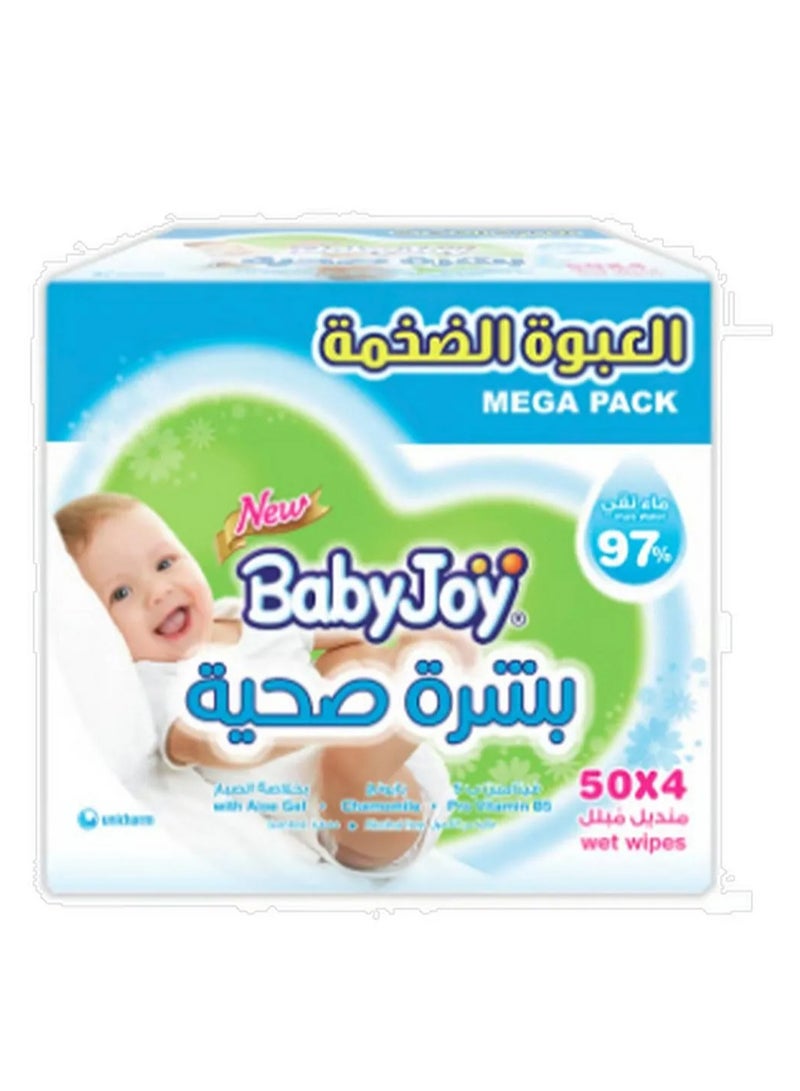 BabyJoy Healthy Skin Wet Wipes Mega Carton 50 x 4 - 200 Pieces