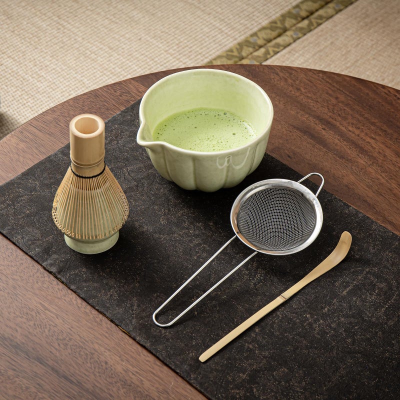 SFTXEY Matcha Whisk Set, Matcha Set Includes Ceramic Matcha Bowl, Bamboo Whisk, Scoop, Chasen Holder, Sifter, 5 Pcs Perfect Matcha Kit for Matcha Lover (Mottled Green) - Image 4