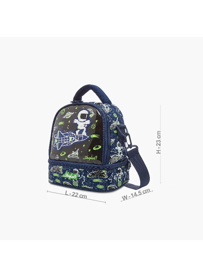 سكيلار Lunch Bag-Space With Glow In The Dark--1 Cmprt-Printed (Polyester) Navy Blue \ 22X14.5X23