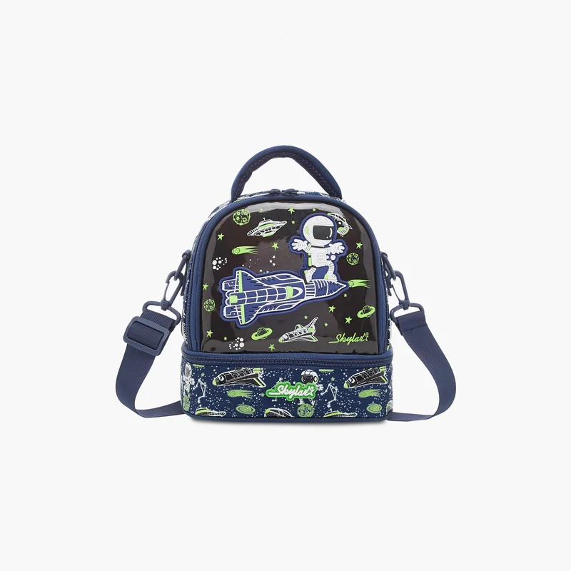سكيلار Lunch Bag-Space With Glow In The Dark--1 Cmprt-Printed (Polyester) Navy Blue \ 22X14.5X23