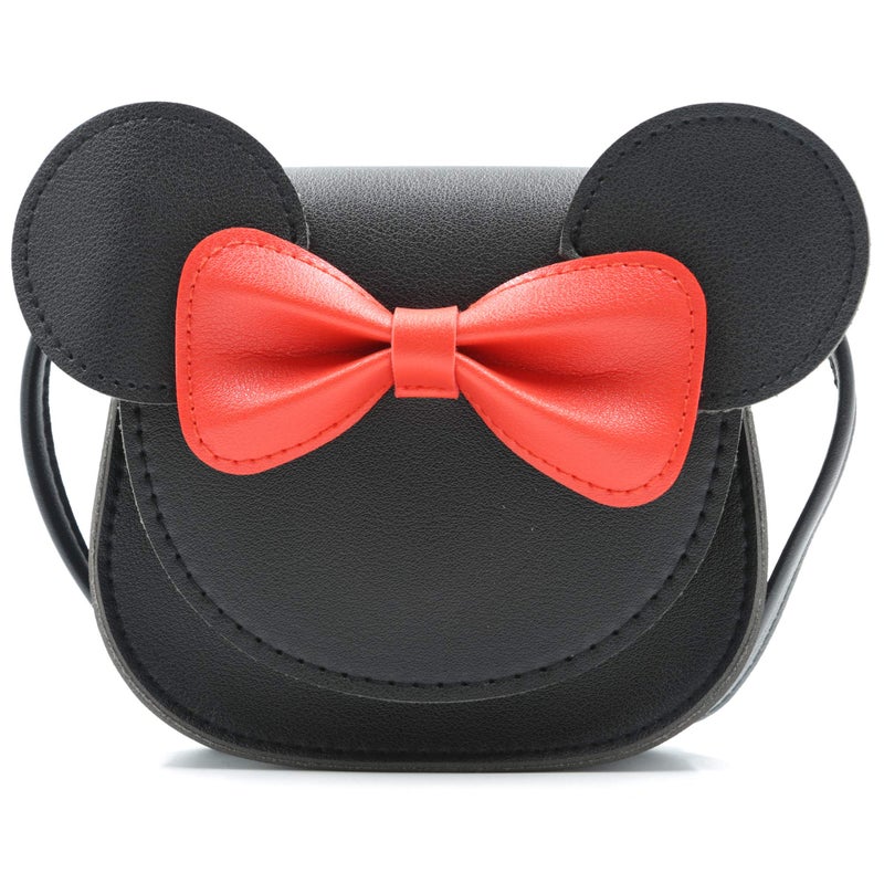 HXQ Little Mouse Ear Bow Crossbody Purse,PU Shoulder Handbag for Kids Girls Toddlers(Black) - Image 1