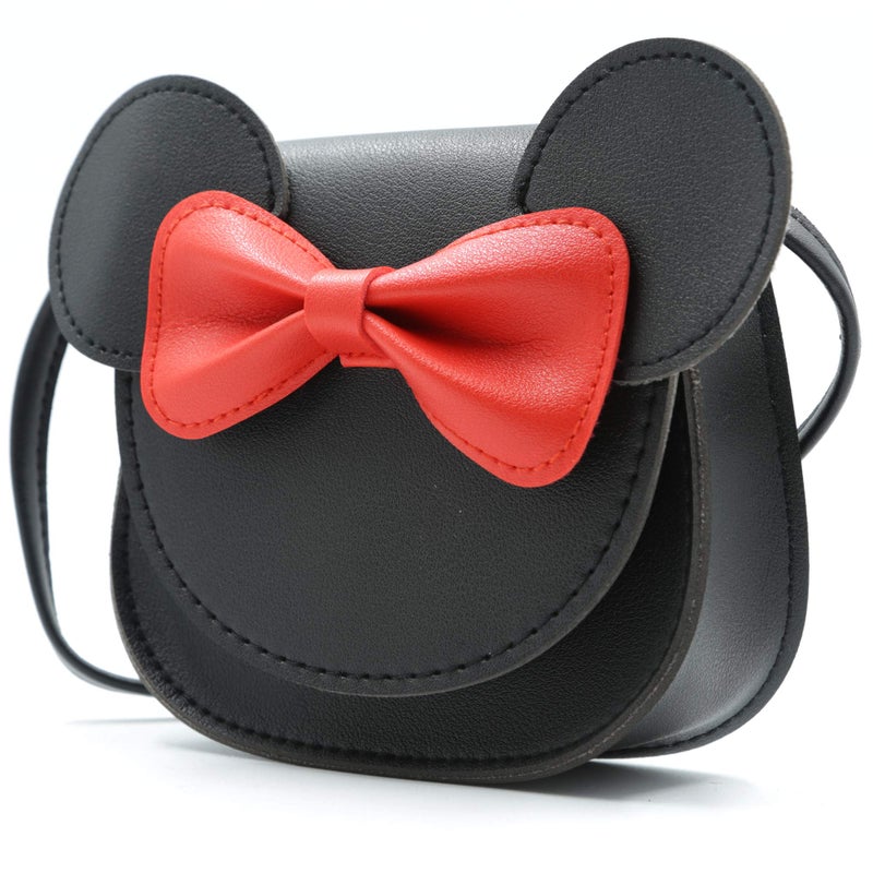 HXQ Little Mouse Ear Bow Crossbody Purse,PU Shoulder Handbag for Kids Girls Toddlers(Black) - Image 3