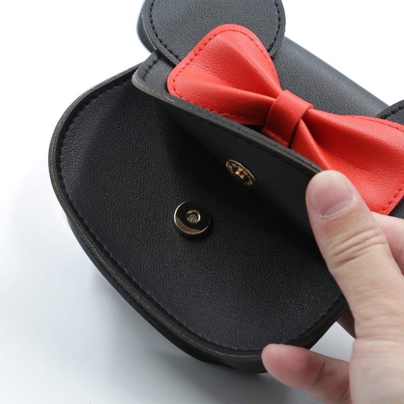 HXQ Little Mouse Ear Bow Crossbody Purse,PU Shoulder Handbag for Kids Girls Toddlers(Black) - Image 2