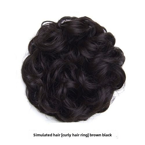 Generic Synthetic Ponytail Hairpiece Floral Bun Scrunchie Curl-Black Brown 