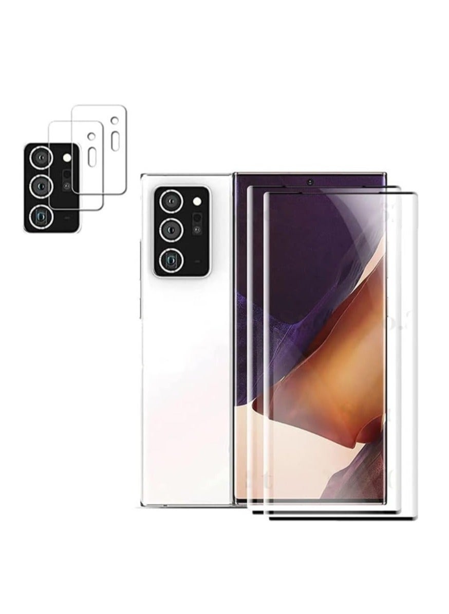 DUSALA (2+2Pack) Samsung Galaxy Note 20 Ultra Screen Protector 3D Curved Full Coverage HD Clear Anti Scratch Tempered Glass & Camera Lens Protector Easy Installation]