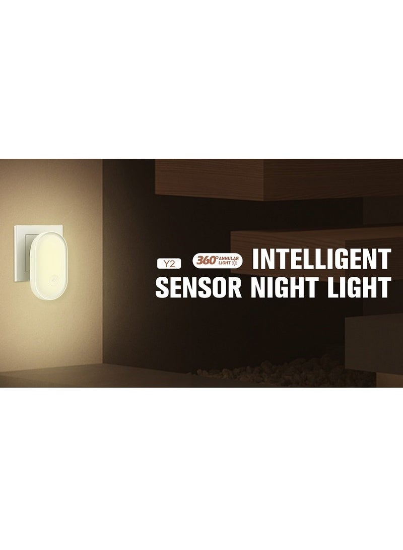 REBENUO Night Light Socket with Twilight Sensor, Night Lamp for Children 3-Level Brightness Adjustment, Warm White Night Lamp for Bedroom, Staircase White - Image 5