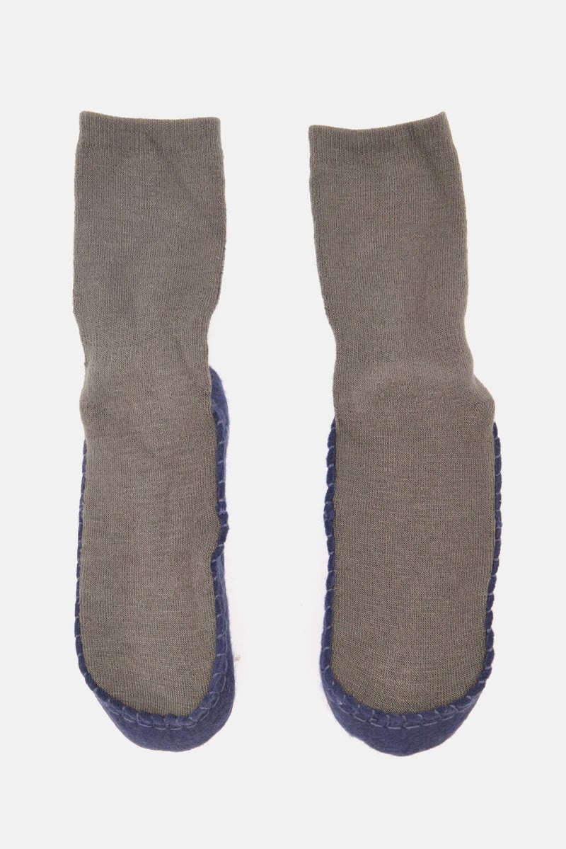 Tchibo Kids Boy Textured Slipper Socks, Grey  - Image 1