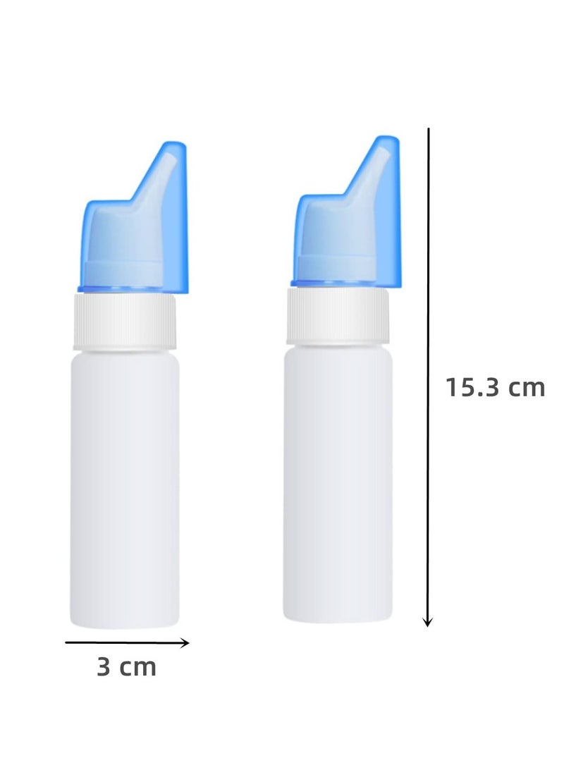 زجاجة رش فارغة للزكام، 2 قطع سعة 70 مل زجاجة رذاذ أنفي بلاستيكية رقيقة الضباب، زجاجة رذاذ أنفي قابلة لإعادة التعبئة لتخفيف الحساسية للاستخدام المنزلي مع مضخة ورأس يغطي للرضع والبالغين - Image 2